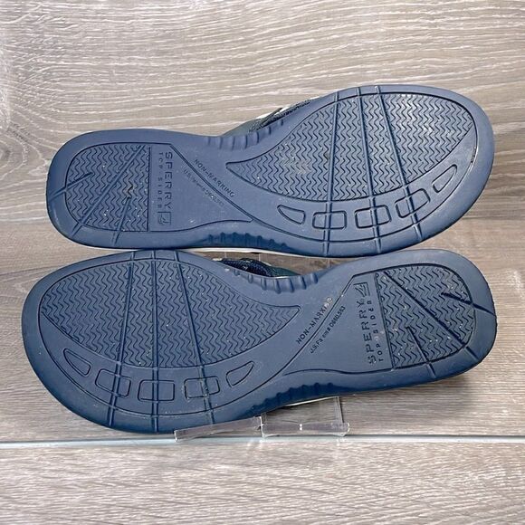 Sperry Top Sider Seafish Women’s Sz 7M Blue Leather Nylon Thong Flip Flop Sandal - Picture 8 of 12